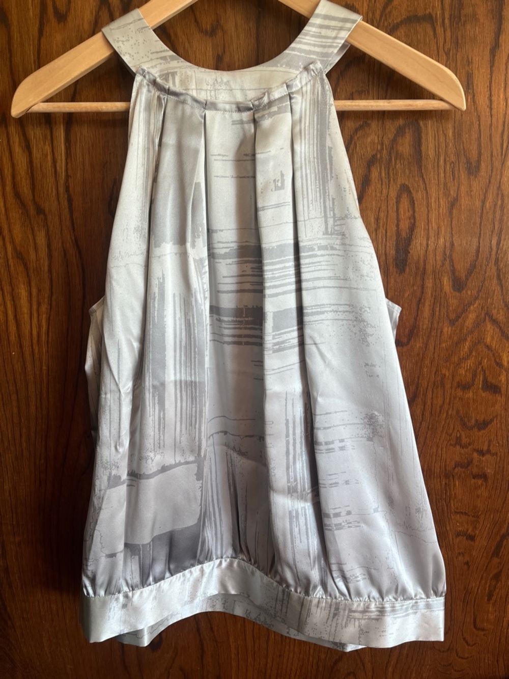 Calvin Klein Silver Gray Silk Halter Neck Blouse